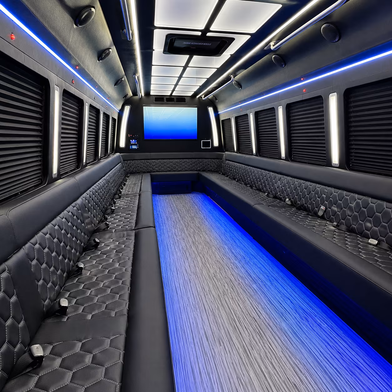 kettering 50 passenger party bus inside